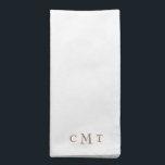 Elegant Gold & White Monogram Cloth Napkin<br><div class="desc">Customize.  Wedding Date.  White and Gold.  Gold Monogram.</div>