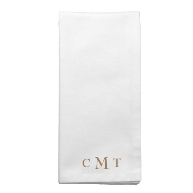 Elegant Gold & White Monogram Cloth Napkin (Folded)