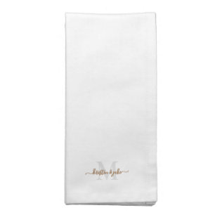 Elegant Gold & White Monogram II Cloth Napkin