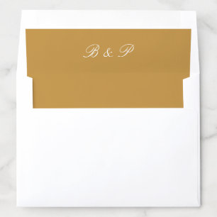 Elegant Gold & White Monogram Wedding Invitation Envelope Liner