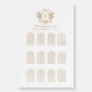 Elegant Gold White Monogram Wedding Seating Chart Foam Board