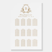 Elegant Gold  White Monogram Wedding Seating Chart