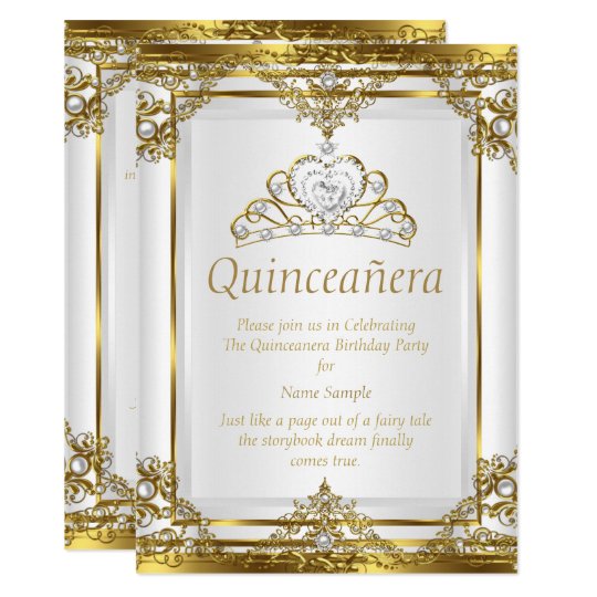 elegant gold white pearl princess quinceanera invitation zazzle com
