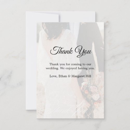 Elegant Gold White Photo Wedding Thank You Card