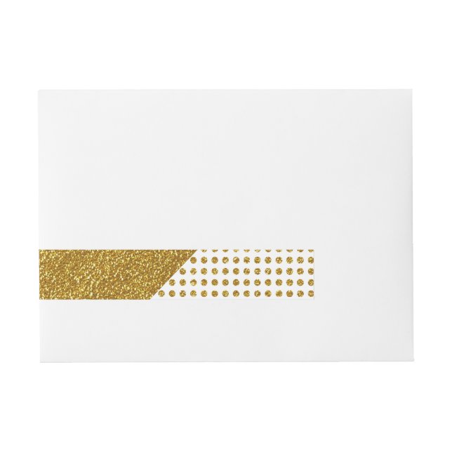 Elegant Gold White Polka Dots Glitter Photo Print Wrap Around Address Label (Front)