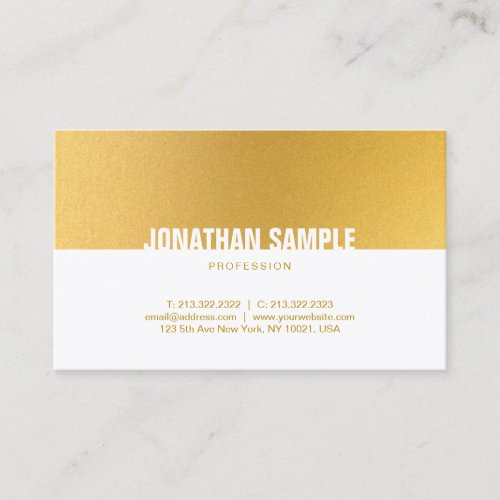 Elegant Gold White Professional Minimalist Plain Business Card
