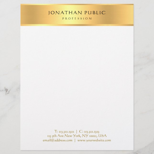 Elegant Gold White Professional Modern Template Letterhead (Front)