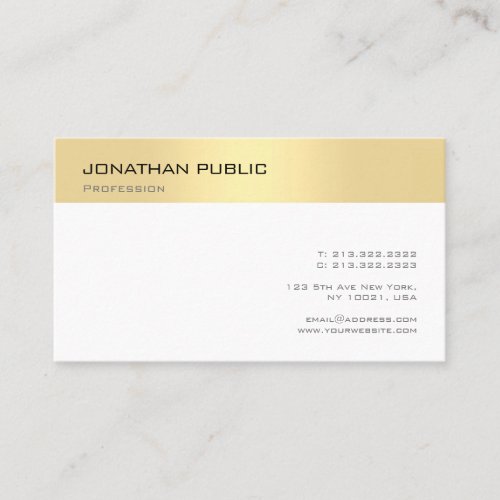 Elegant Gold White Professional Simple Template Business Card
