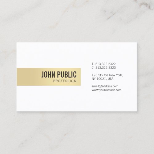 Elegant Gold White Professional Simple Template Business Card