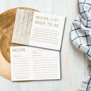 Elegant Gold & White Recipe for the Bride  Enclosure Card