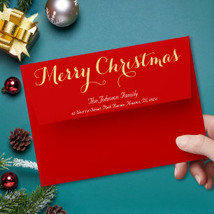 Elegant Gold White Red Christmas Holiday Mailing Envelope