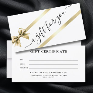 ELEGANT, GOLD, WHITE, RIBBON GIFT CERTIFICATE
