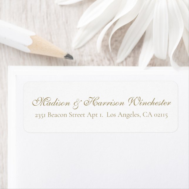 Elegant gold white script calligraphy chic label (Insitu)