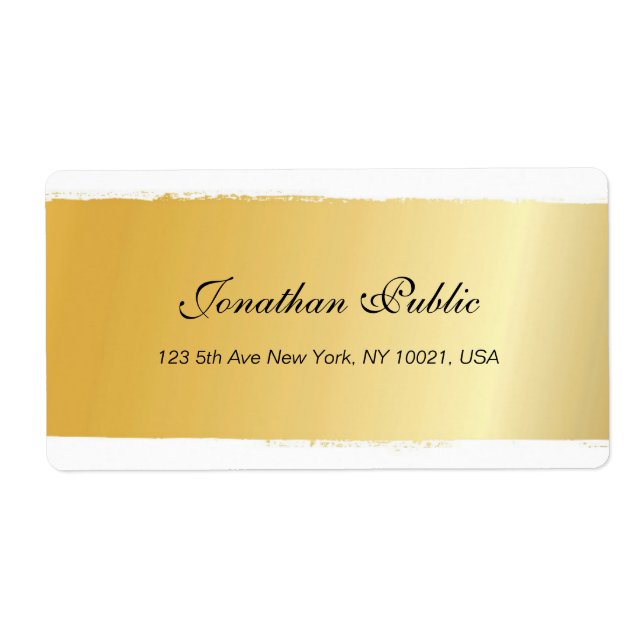 Elegant Gold White Script Professional Shipping Label (Front)