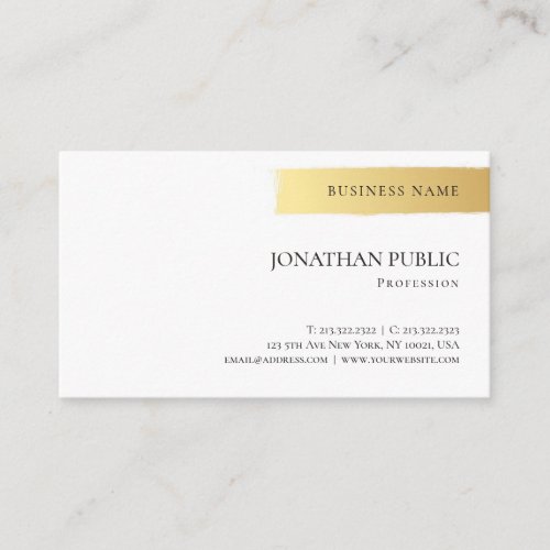 Elegant Gold White Simple Design Professional Cool Business Card