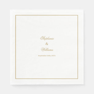 Elegant Gold White Simple Golden Wedding Minimal Napkins