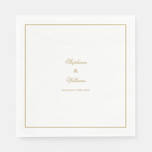 Elegant Gold White Simple Golden Wedding Minimal Napkins