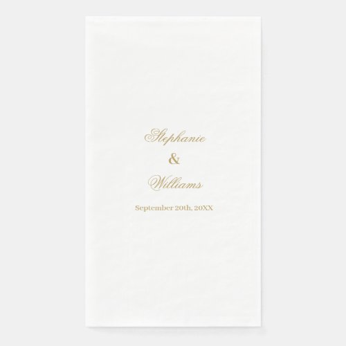 Elegant Gold White Simple Golden Wedding Minimal Paper Guest Towels