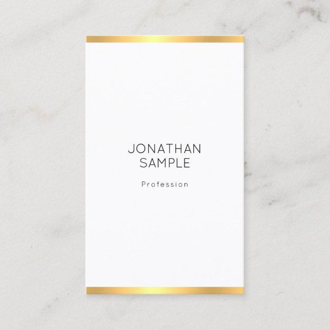 Elegant Gold White Simple Modern Professional Business Card (Front)