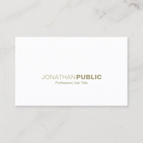 Elegant Gold White Simple Plain Modern Creative Business Card
