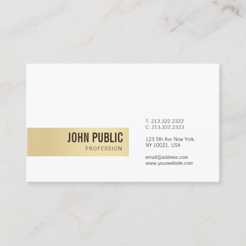 Elegant Gold White Simple Professional Template Business Card