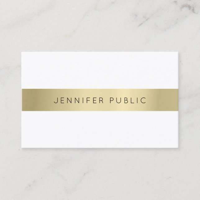 Elegant Gold White Simple Sophisticated Template Business Card (Front)