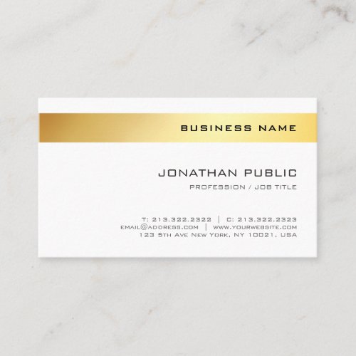 Elegant Gold White Simple Template Company Modern Business Card