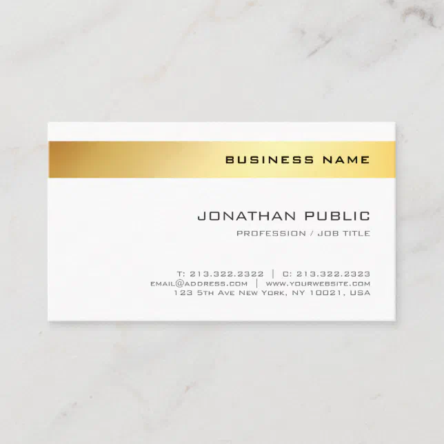 Elegant Gold White Simple Template Company Modern Business Card | Zazzle