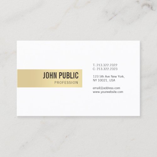 Elegant Gold White Simple Template Professional Business Card