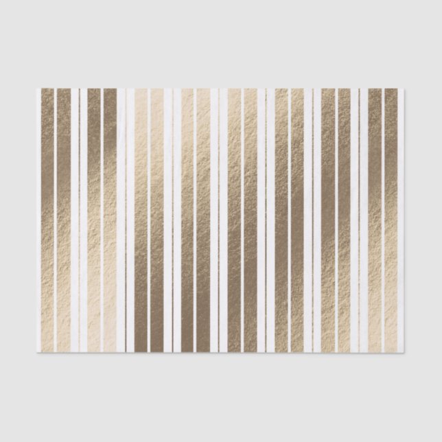 Elegant Gold White Striped Tissue Paper (Front)
