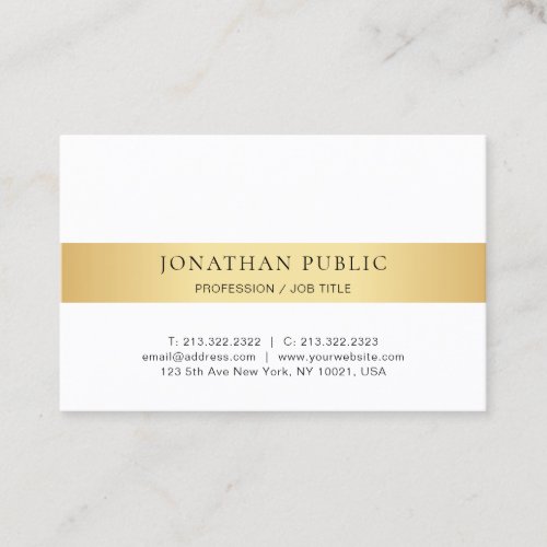 Elegant Gold White Template Modern Minimalist Business Card