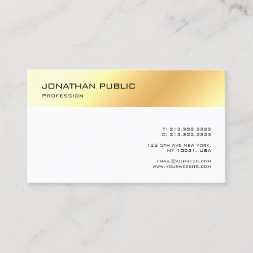 Elegant Gold White Template Professional Modern Business Card