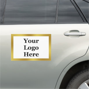 Elegant Gold & White Template Your Logo Here Car Magnet