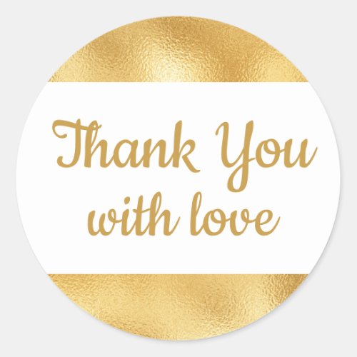 Elegant Gold  White Thank You Glam Wedding Classic Round Sticker