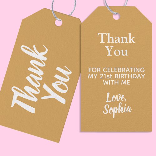 Elegant Gold White Thank You Party Favor Tags
