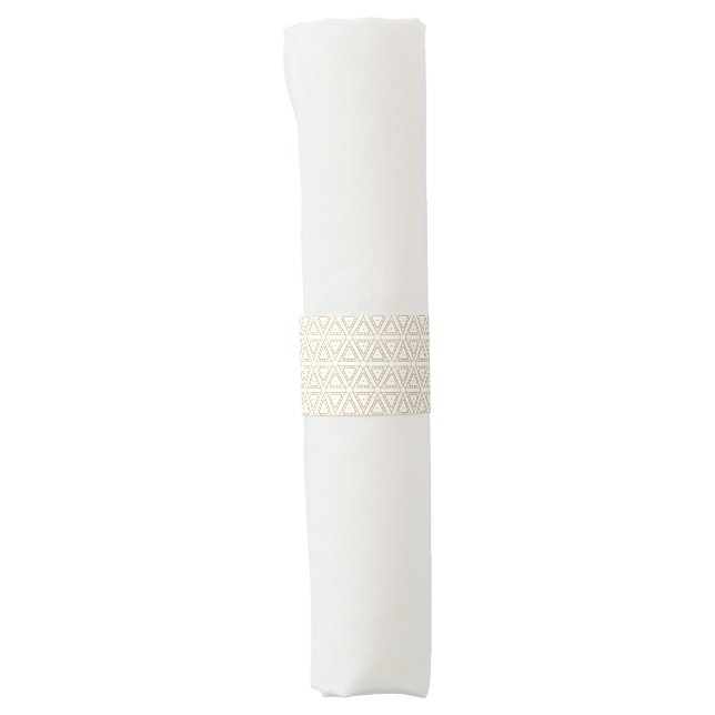 Elegant gold white triangular geometric pattern napkin bands (Front)
