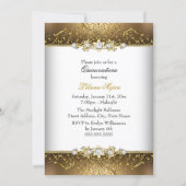 Elegant Gold White Vintage Glamour Quinceanera Invitation (Back)