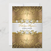 Elegant Gold White Vintage Glamour Quinceanera Invitation (Front)