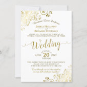 Elegant Gold & White Virtual Wedding Livestream Invitation (Front)