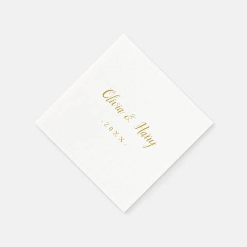 Elegant Gold White Wedding Paper Napkin | Zazzle