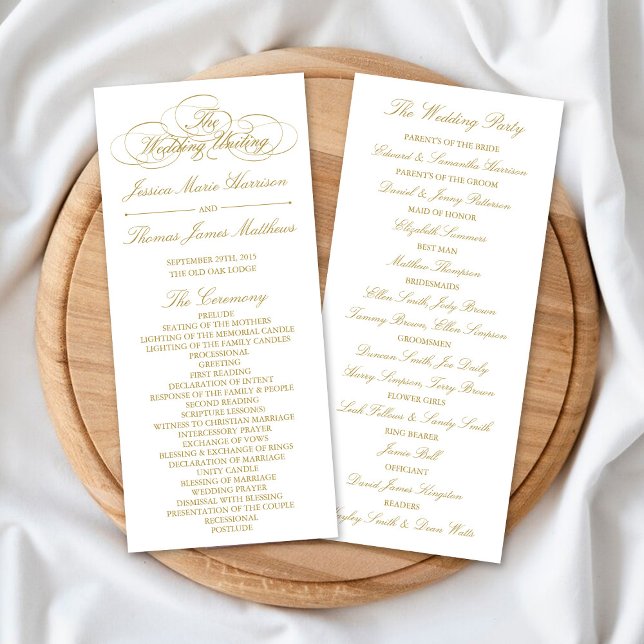 Elegant Gold & White Wedding Program Template (Creator Uploaded)