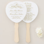 Elegant Gold & White Wedding Program Template Hand Fan<br><div class="desc">Celebrate in style with these trendy wedding program hand fans. This design is easy to personalize with your special event wording and your guests will be thrilled when they receive these fabulous programs.</div>