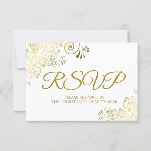 Elegant Gold  White Wedding RSVP Downloadable Invitation