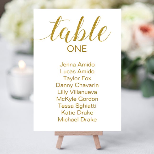 Elegant Gold White Wedding Seating Chart Cards (Creator Uploaded)