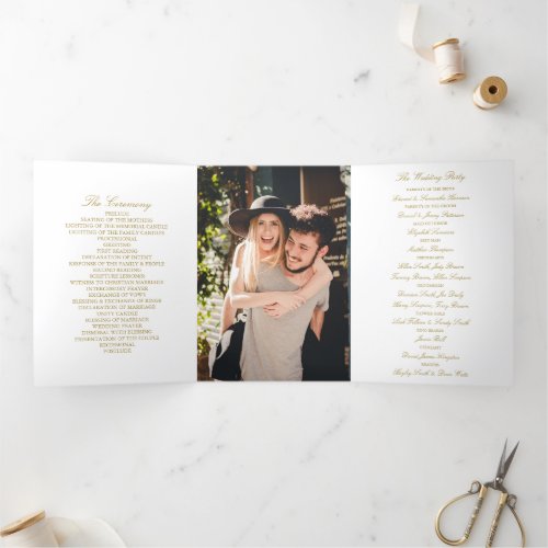 Elegant Gold  White Wedding Tri_Fold Program