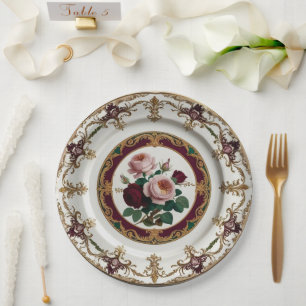 Elegant Gold wildflower Floral Ceramic Wedding Paper Plates