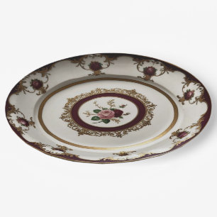 Elegant Gold wildflower Floral Ceramic Wedding Paper Plates