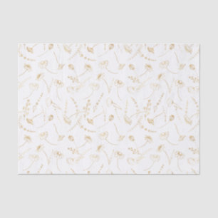 Elegant Gold Wildflower Sketch Simple Floral Tissue Paper