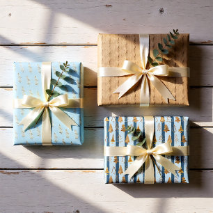 Elegant Gold Winter Foliage & Christmas Holiday Wrapping Paper Sheets