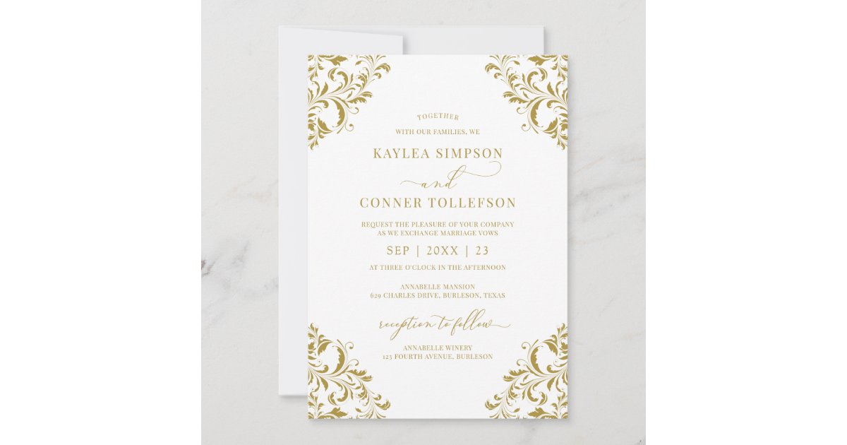 Elegant Gold Winter Holiday Wedding Invitation | Zazzle